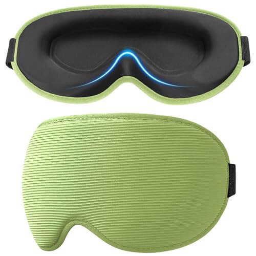 Gritin Schlafmaske für Seitenschläfer, Upgrade 3D Augenhöhlen Schlafbrille mit Verstellbarem Gummiband, Lichtblockierend & Atmungsaktiv, Augenmaske für Männer & Frauen -Lichtgrün