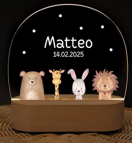 wunderwunsch - Personalisiertes Nachtlicht für Babys - Individuelle Nachttischlampe für Kinder - Personalisierte Geschenke Kinder - Babygeschenk - Geschenk zur Geburt
